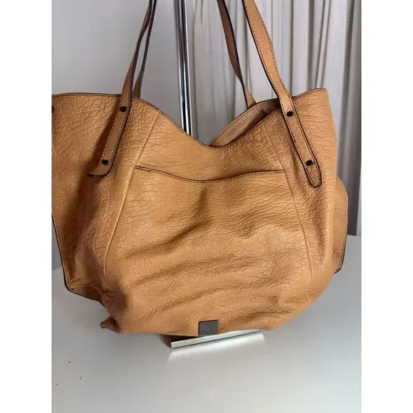 Authentic Kooba Tan Slouchy Leather Hobo Shoulder Bag with Belt Detail - Picture 2 of 9